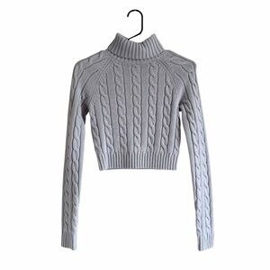 NEW Sunday Best Cable Knit Cropped Sweater Wool Blend XXS